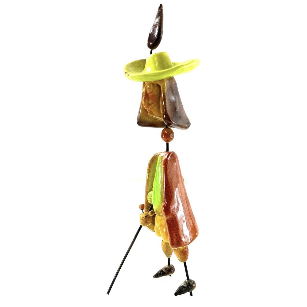 Mid-Century Glazed Terracotta Robin Hood Figurine 9” Folk Art Modernist READ - Picture 4 of 9